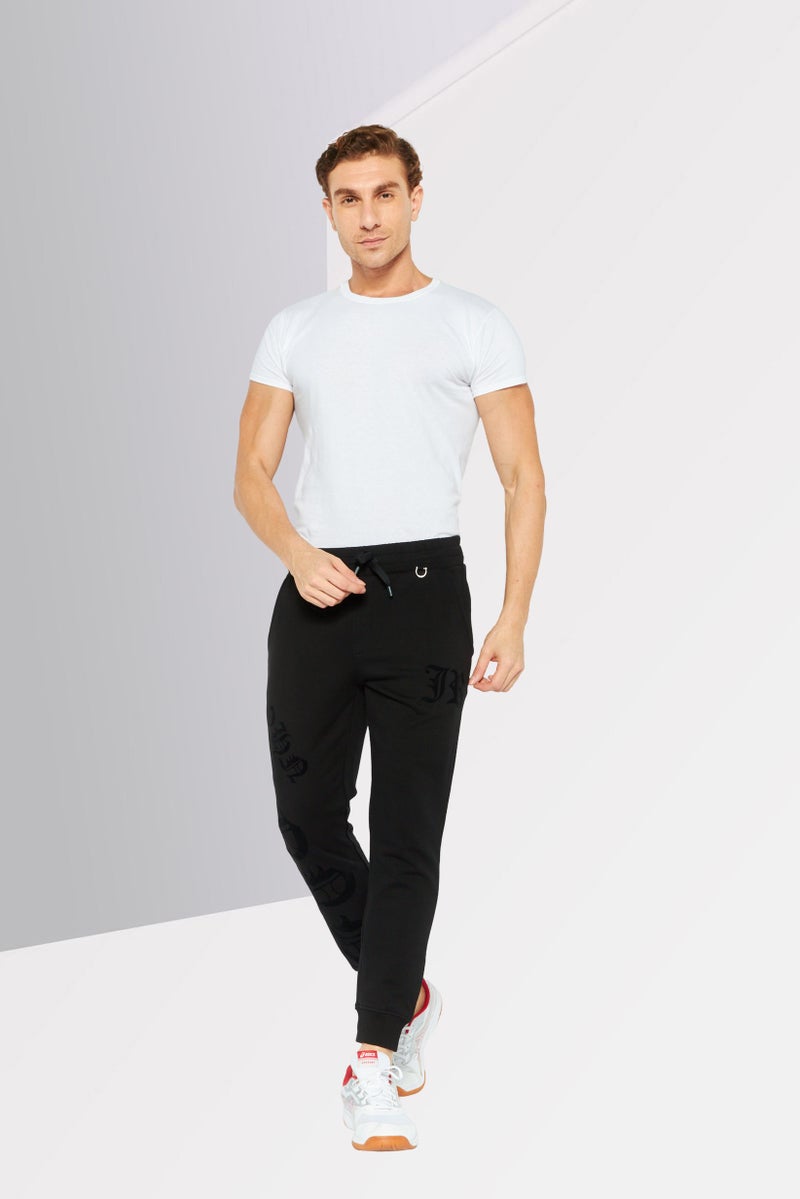 JOHN RICHMOND سروال رياضي للرجال، مناسب للتدريب، بنطلون جوجر، أسود - Image 2