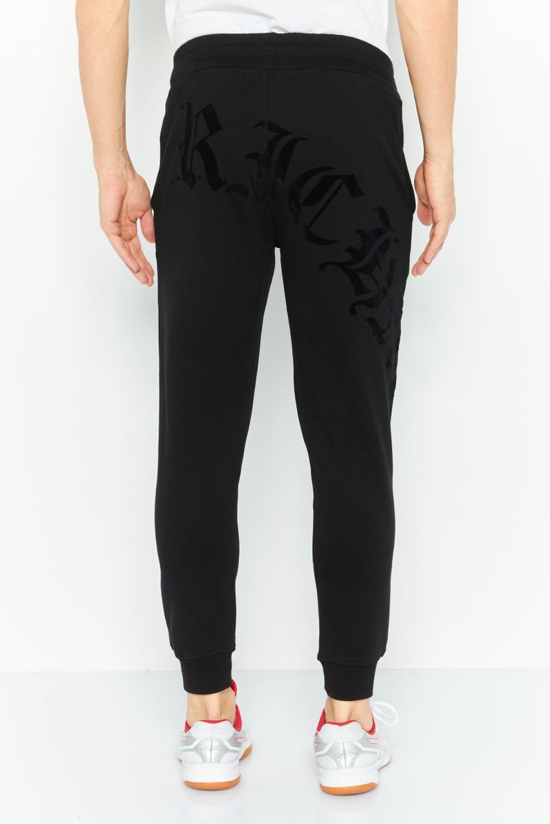 JOHN RICHMOND سروال رياضي للرجال، مناسب للتدريب، بنطلون جوجر، أسود - Image 4