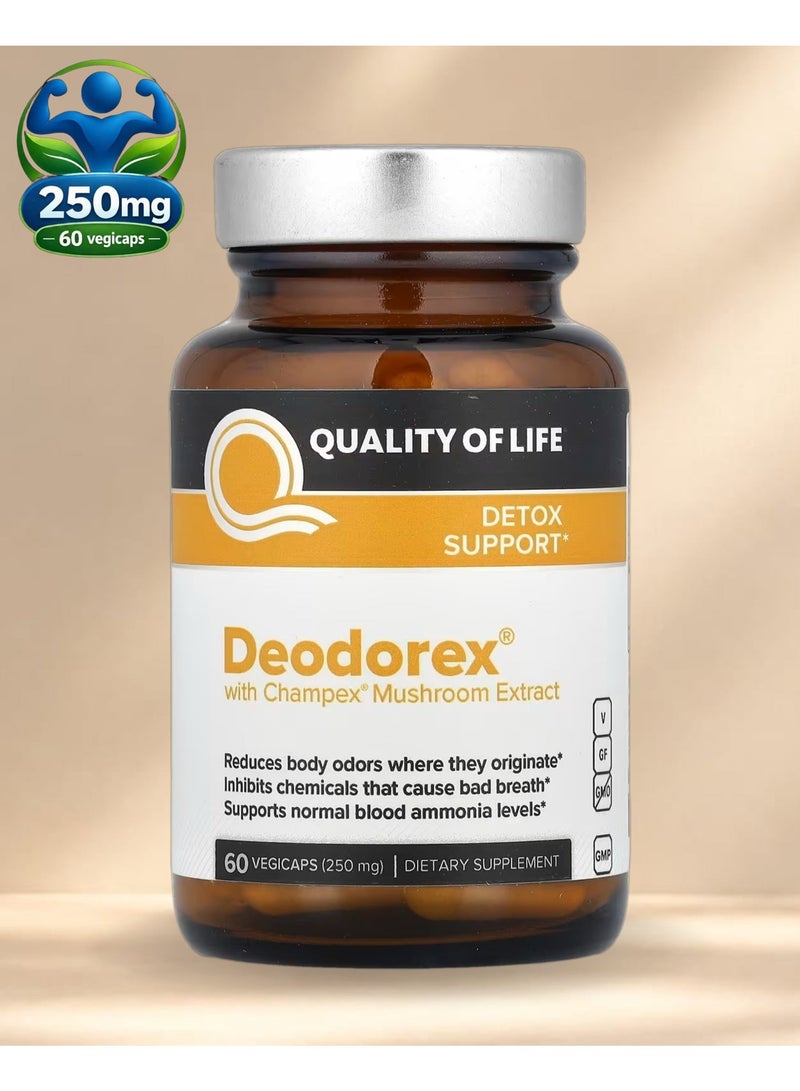 Quality of Life, Deodorex® with Champex® Mushroom Extract, 60 Vegicaps (250 mg per Capsule) - Image 1
