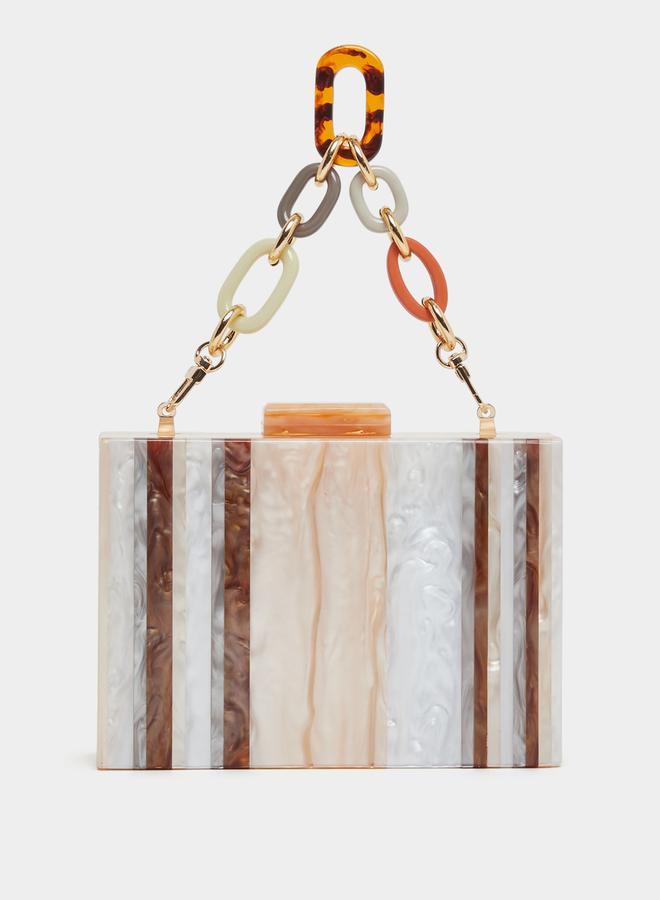 Styli Styli Striped Clutch Bag with Chain Strap  - Image 2