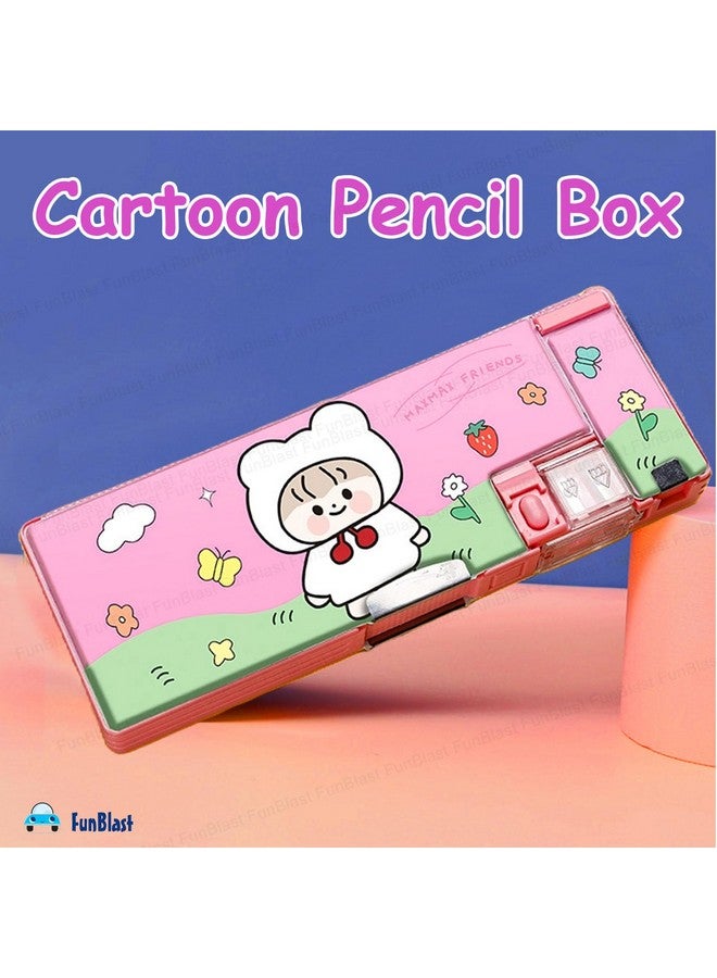 فنبلاست صندوق أقلام مغناطيسي من فن بلاست مع مبراة - صندوق أقلام كرتوني للبنات، صندوق منظم أدوات مكتبية للأطفال، صندوق أقلام متعدد الطبقات، حافظة أقلام كاواي للبنات، هدية عيد ميلاد للأطفال - Image 2