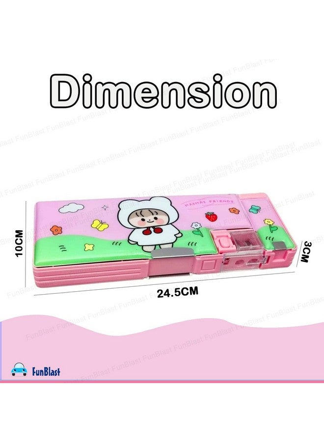 فنبلاست صندوق أقلام مغناطيسي من فن بلاست مع مبراة - صندوق أقلام كرتوني للبنات، صندوق منظم أدوات مكتبية للأطفال، صندوق أقلام متعدد الطبقات، حافظة أقلام كاواي للبنات، هدية عيد ميلاد للأطفال - Image 3
