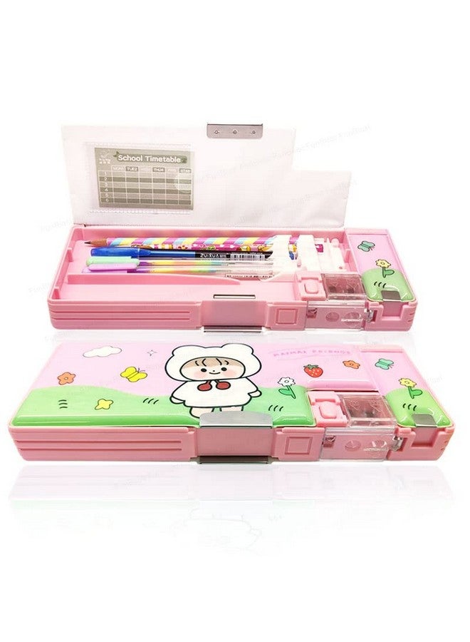 فنبلاست صندوق أقلام مغناطيسي من فن بلاست مع مبراة - صندوق أقلام كرتوني للبنات، صندوق منظم أدوات مكتبية للأطفال، صندوق أقلام متعدد الطبقات، حافظة أقلام كاواي للبنات، هدية عيد ميلاد للأطفال - Image 1