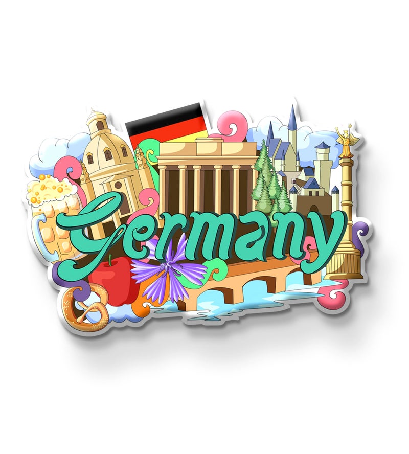 Nivaraprint Germany Country Theme Souvenir Wooden Fridge Magnet for Refrigerator - Germany Printed Stylish Magnet for Fridge Decoration - Image 1
