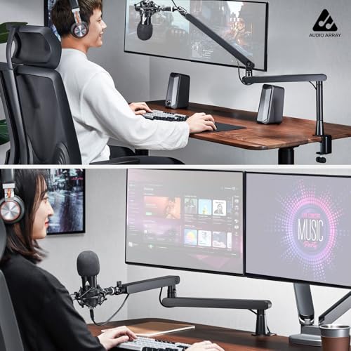 Audio Array AA-19 2in1 High & Low Profile Mic Stand | 71cm reach | Premium Metal design with Built In Cable Management | Flexible Position adjustments | 2Kg Weight Capacity |5/8" to 3/8" Screw Adapter - Image 2