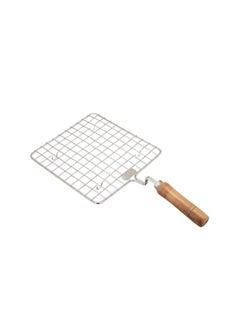 Ayda Stainless Steel Wire Roaster Papad Jali Wooden Handle Square with Roasting Net Square Roti Grill  - Image 1