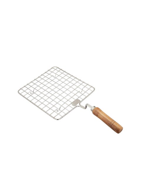 Stainless Steel Wire Roaster Papad Jali Wooden Handle Square Roti Grill