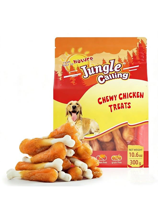 Jungle Calling Chewy Chicken Dog Treats Rawhide Free Real Chicken Calcium Bone, Teeth Clean Breath Fresh Dog Training Treats - Image 1