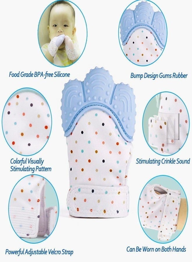 OMAZING KITCHEN Teething Mitten, Soft Food-Grade Silicone Teether Mitten Glove Handy Teething Mit Toy for Self-Soothing, BPA-Free, for 3 to 12 Months Infants (Sky Blue) (Pack of 2) - Image 3