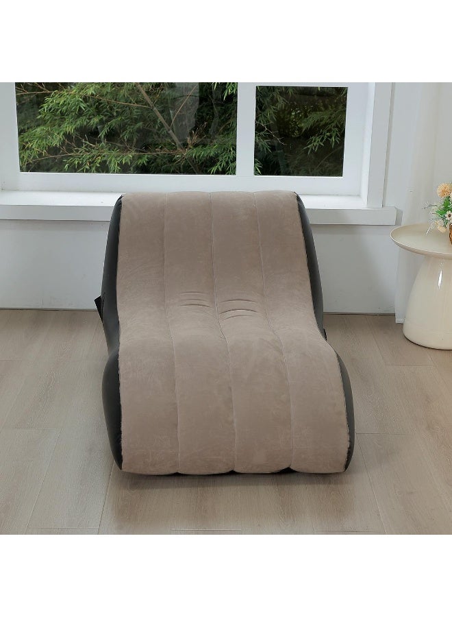 SHOPI Flocked Inflatable Lounge Chair – Multi-Function Air Sofa for Indoor & Outdoor Relaxation - Image 1