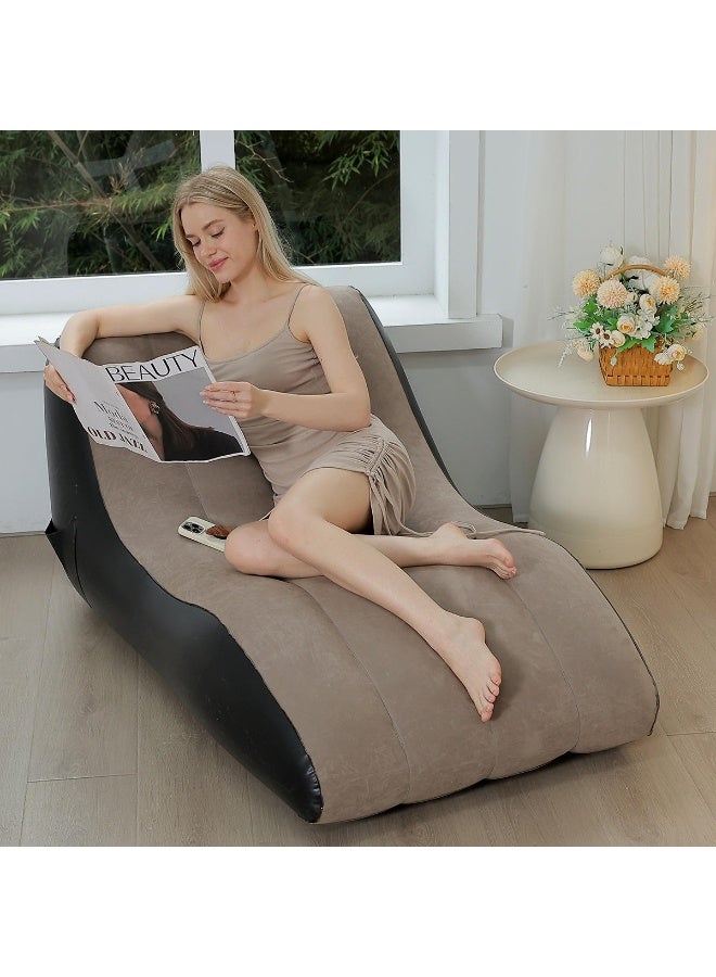 SHOPI Flocked Inflatable Lounge Chair – Multi-Function Air Sofa for Indoor & Outdoor Relaxation - Image 2