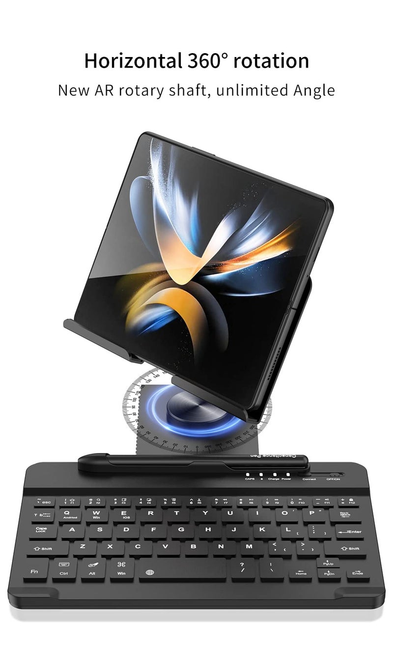 SHIEID Galaxy Z Fold 7 360° Rotating POS Tablet Stand, Zip Pull-Out, Integrated Folding Design Set with Folding Bracket, Keyboard, Mouse, Capacitor Pen–Compatible with Galaxy Z Fold7//6/5/4/3, Grey - Image 5