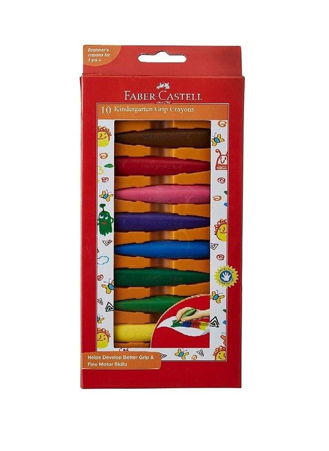 FABER-CASTELL - Faber Castell 10 Kindergarten Grip Crayons For Kids Pack Of 2 - Image 1
