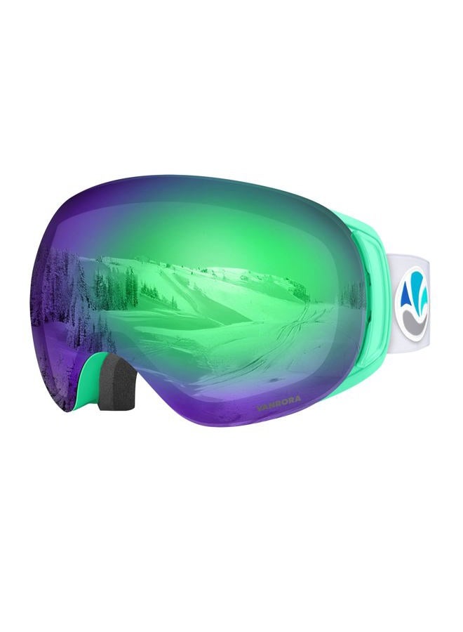 VANRORA OTG Ski Goggles, Snowboard Goggles, Green/Revo Green (VLT 13.5%) - Image 1