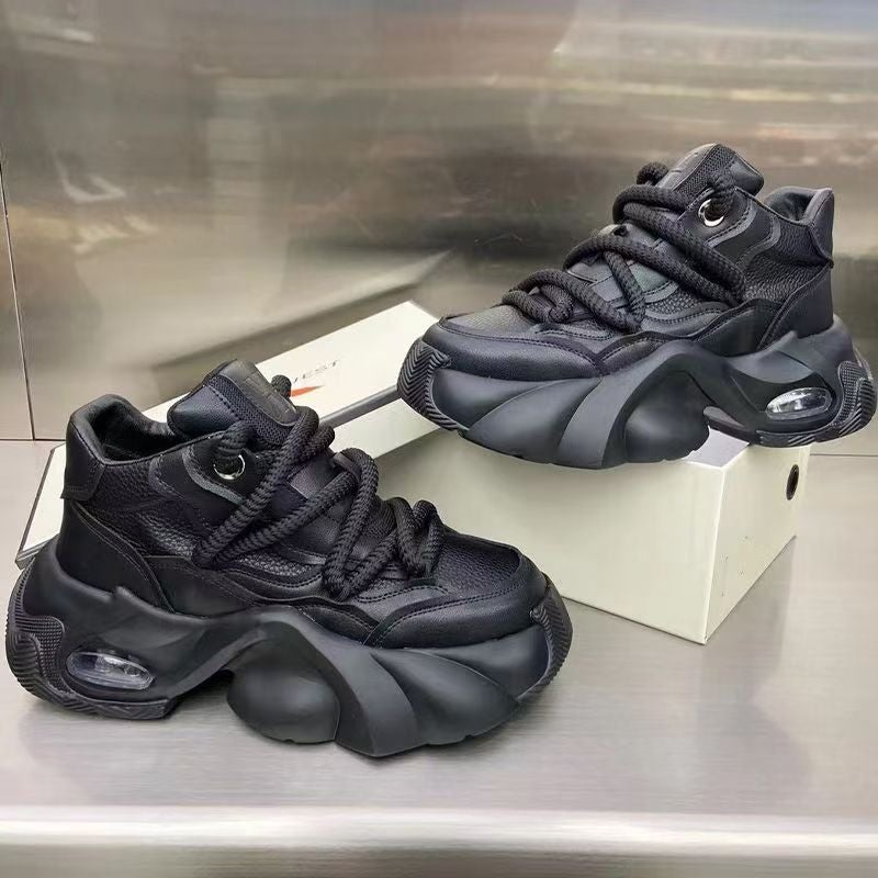 Light Luxury Niche Spring Live Broadcast 2026 Thick-Soled Low-Top Leather Waterproof Hong Kong Style Student Sports Shoes Douyin Popular Shoes - Image 4