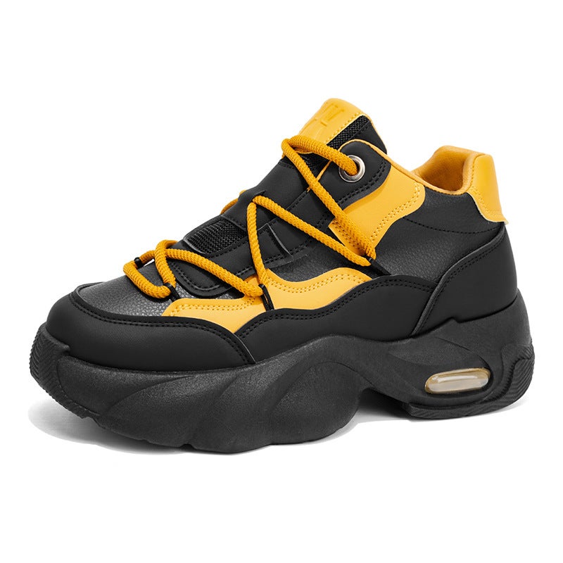 Light Luxury Niche Spring Live Broadcast 2026 Thick-Soled Low-Top Leather Waterproof Hong Kong Style Student Sports Shoes Douyin Popular Shoes - Image 1