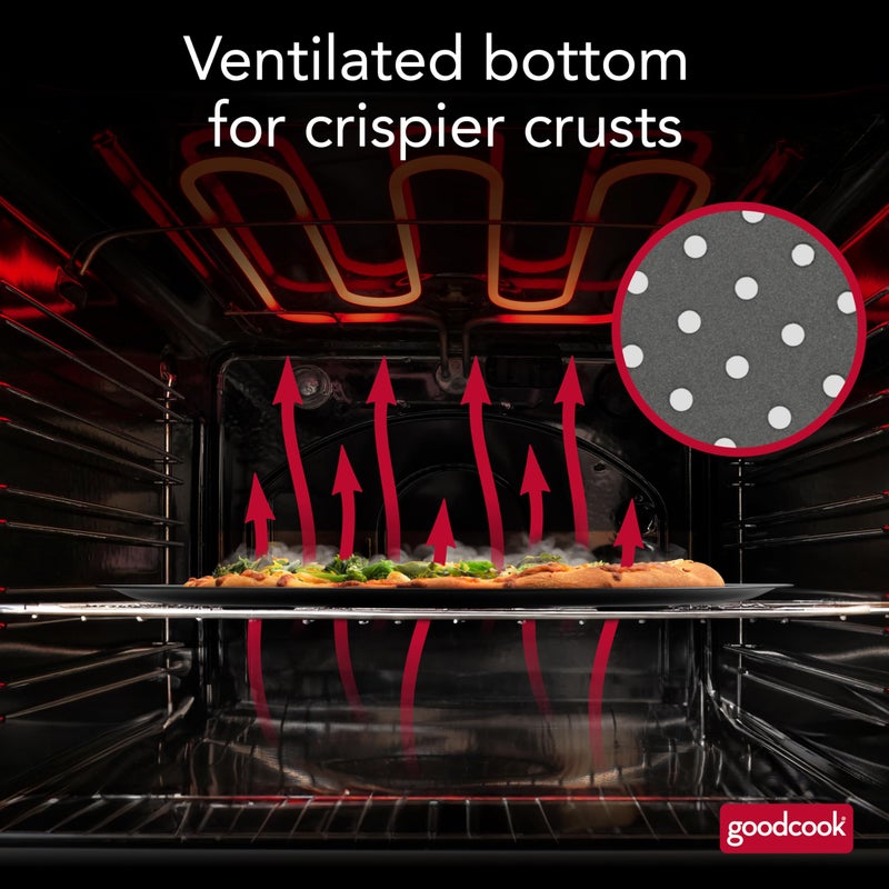 GoodCook AirPerfect Nonstick 16” Pizza Pan – Pizza Tray for Oven, Perforated Round Pizza Pan, Carbon Steel Baking Pan, Homemade, Frozen & Leftover Slices - Image 3