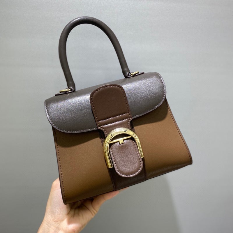 New Brillant Color-Block Box Leather Horseshoe Buckle Crossbody Bag Cross-Sectional Handbag Women'S Small Square Bag - Image 2