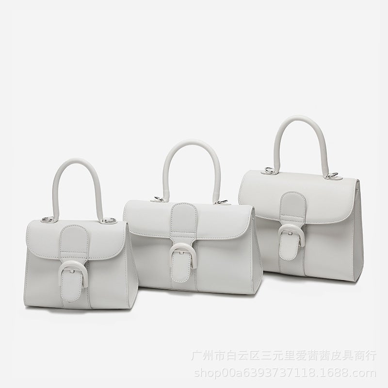 New Brillant Color-Block Box Leather Horseshoe Buckle Crossbody Bag Cross-Sectional Handbag Women'S Small Square Bag - Image 4