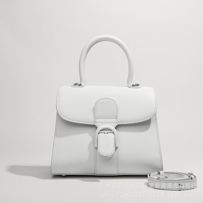 New Brillant Color-Block Box Leather Horseshoe Buckle Crossbody Bag Cross-Sectional Handbag Women'S Small Square Bag - Image 1