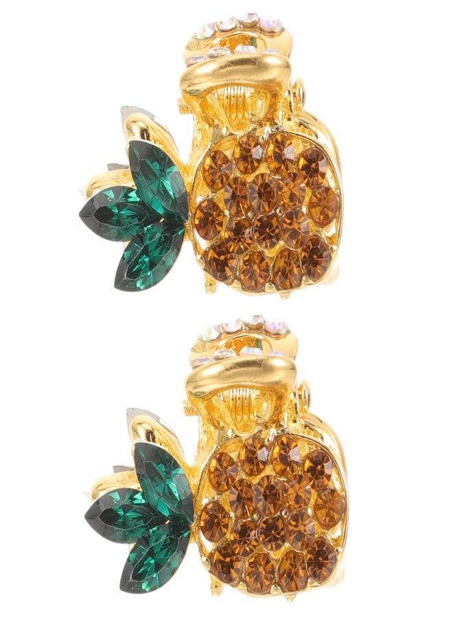 Lurrose 2pcs Small Hair Claw Clips, Rhinestone Mini Hair Clips, Pineapple Hair Claws, Cute Claw Clips for Women Girls - Image 1