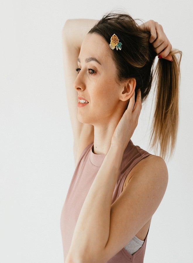 Lurrose 2pcs Small Hair Claw Clips, Rhinestone Mini Hair Clips, Pineapple Hair Claws, Cute Claw Clips for Women Girls - Image 5