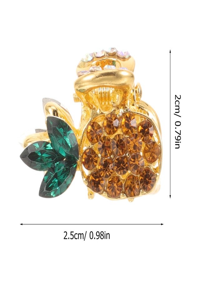 Lurrose 2pcs Small Hair Claw Clips, Rhinestone Mini Hair Clips, Pineapple Hair Claws, Cute Claw Clips for Women Girls - Image 4