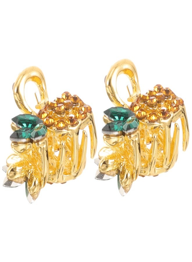 Lurrose 2pcs Small Hair Claw Clips, Rhinestone Mini Hair Clips, Pineapple Hair Claws, Cute Claw Clips for Women Girls - Image 2