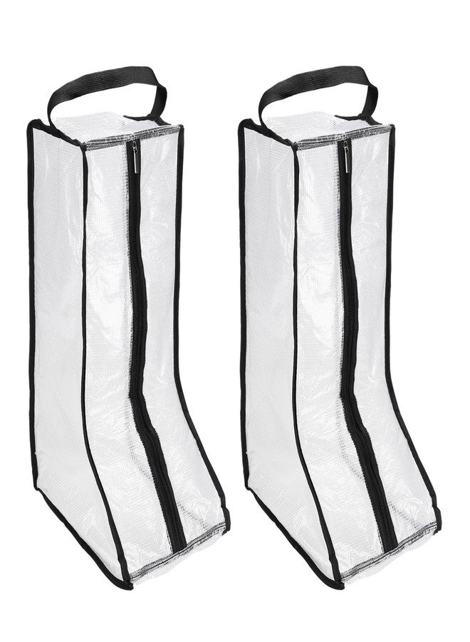 TIXIPEM Boot Storage Bags [2PCS] - Plastic Tall Boot Carry Bags Clear Shoe Bags with Handle for Travel & Daily Use - [Black] Waterproof & DustProof Boot Bags for Cowboy Boots - Image 1