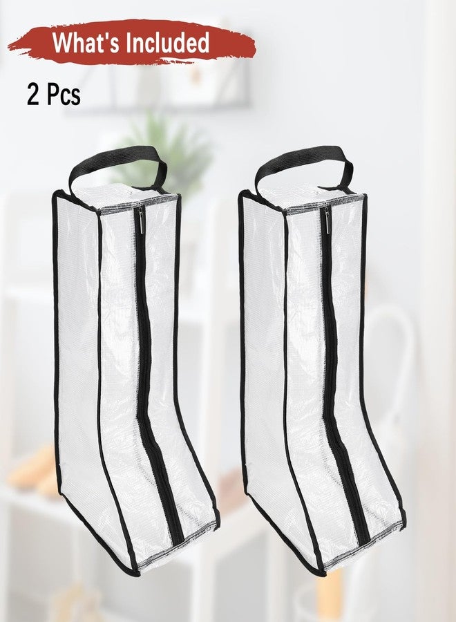 TIXIPEM Boot Storage Bags [2PCS] - Plastic Tall Boot Carry Bags Clear Shoe Bags with Handle for Travel & Daily Use - [Black] Waterproof & DustProof Boot Bags for Cowboy Boots - Image 4