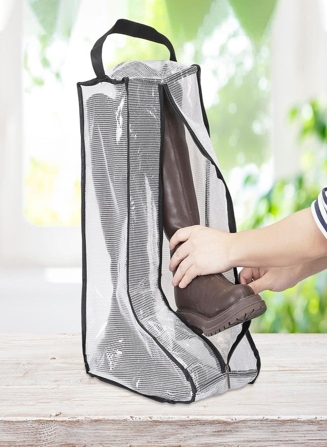 TIXIPEM Boot Storage Bags [2PCS] - Plastic Tall Boot Carry Bags Clear Shoe Bags with Handle for Travel & Daily Use - [Black] Waterproof & DustProof Boot Bags for Cowboy Boots - Image 5