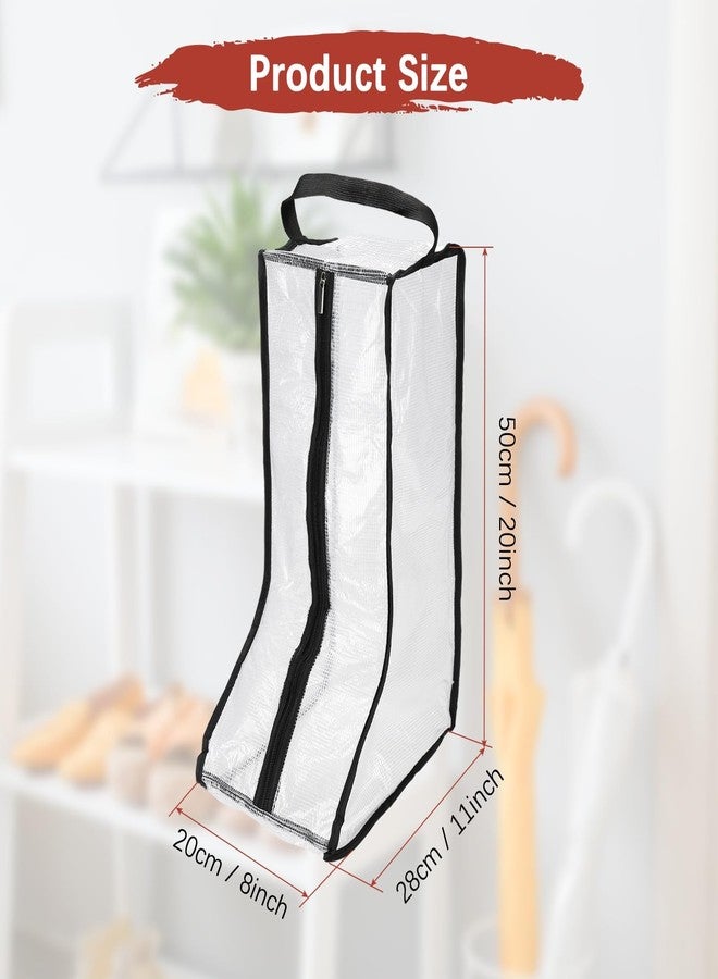 TIXIPEM Boot Storage Bags [2PCS] - Plastic Tall Boot Carry Bags Clear Shoe Bags with Handle for Travel & Daily Use - [Black] Waterproof & DustProof Boot Bags for Cowboy Boots - Image 3