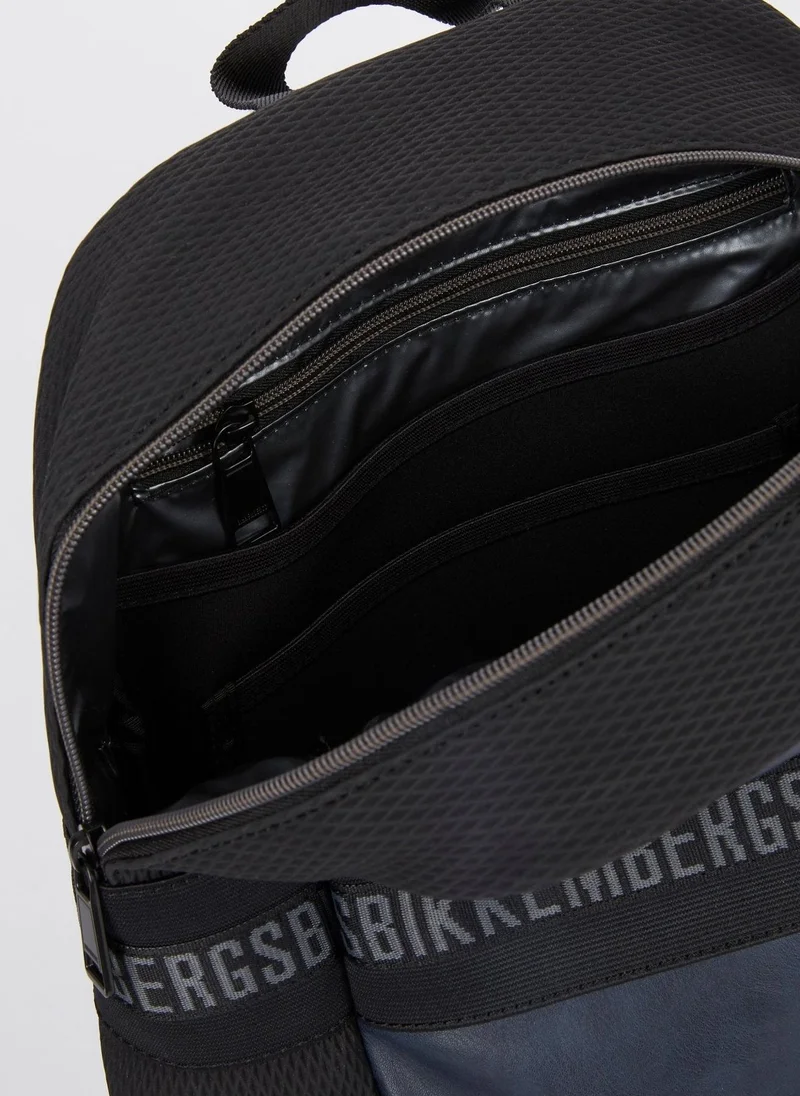 BIKKEMBERGS  Navy Leather Panel Backpack for Men | Best Price UAE