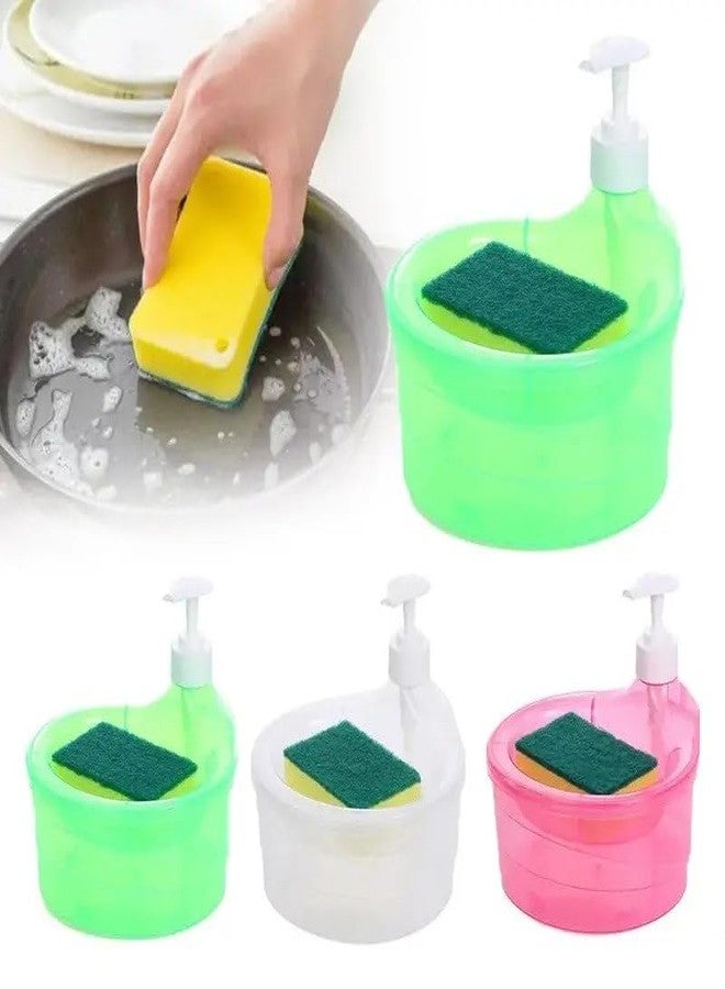 YEKDA New 2 in 1 Double Layer Liquid soap Dispenser | Soap Dispenser and Scrubber Holder Multipurpose Dish Soap Dispenser for Home - Image 4