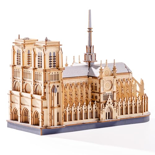 Rowood 3D Puzzles for AdultsWooden Architecture DIY Model Kit Building Set for Adults NotreDame de Paris Cathedral and Castle CollectionBirthday for Women Friends - Image 1