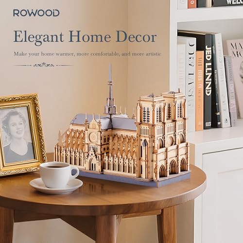 Rowood 3D Puzzles for AdultsWooden Architecture DIY Model Kit Building Set for Adults NotreDame de Paris Cathedral and Castle CollectionBirthday for Women Friends - Image 5