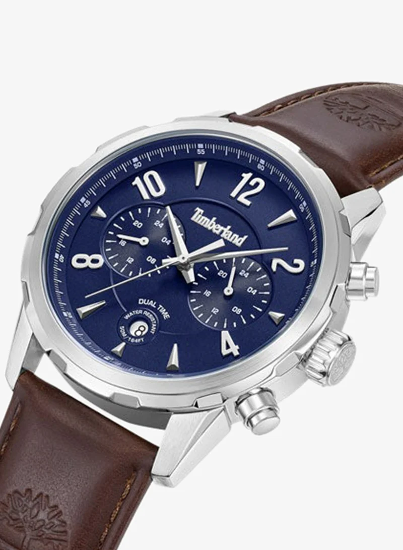 تمبرلاند Newkirk Blue Dial Leather Strap Chronograph Watch for Men, 46mm