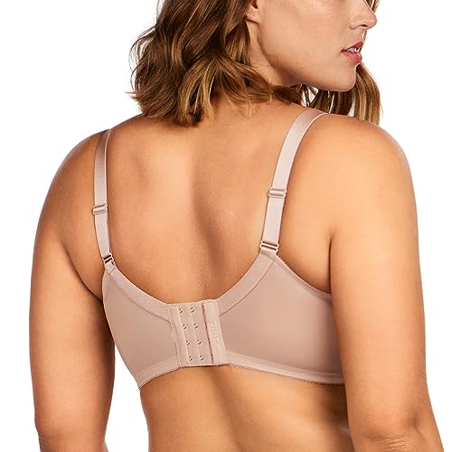 HSIA Minimizer Bras for Women Enchante Full Coverage Underwire Bras Plus Size Lifting Floral Lace Bra for Heavy Breast Dark Pink - Image 3