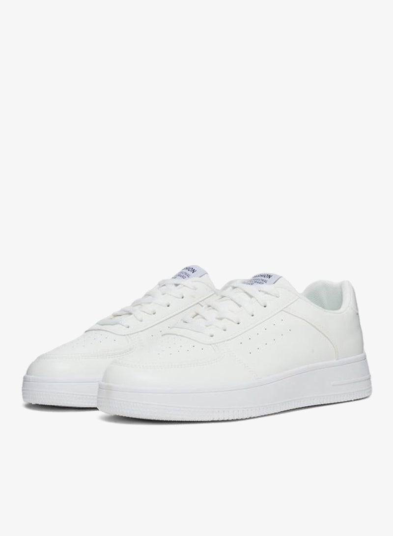 Styli Minimalist White Lace-Up Casual Sneakers - Image 2