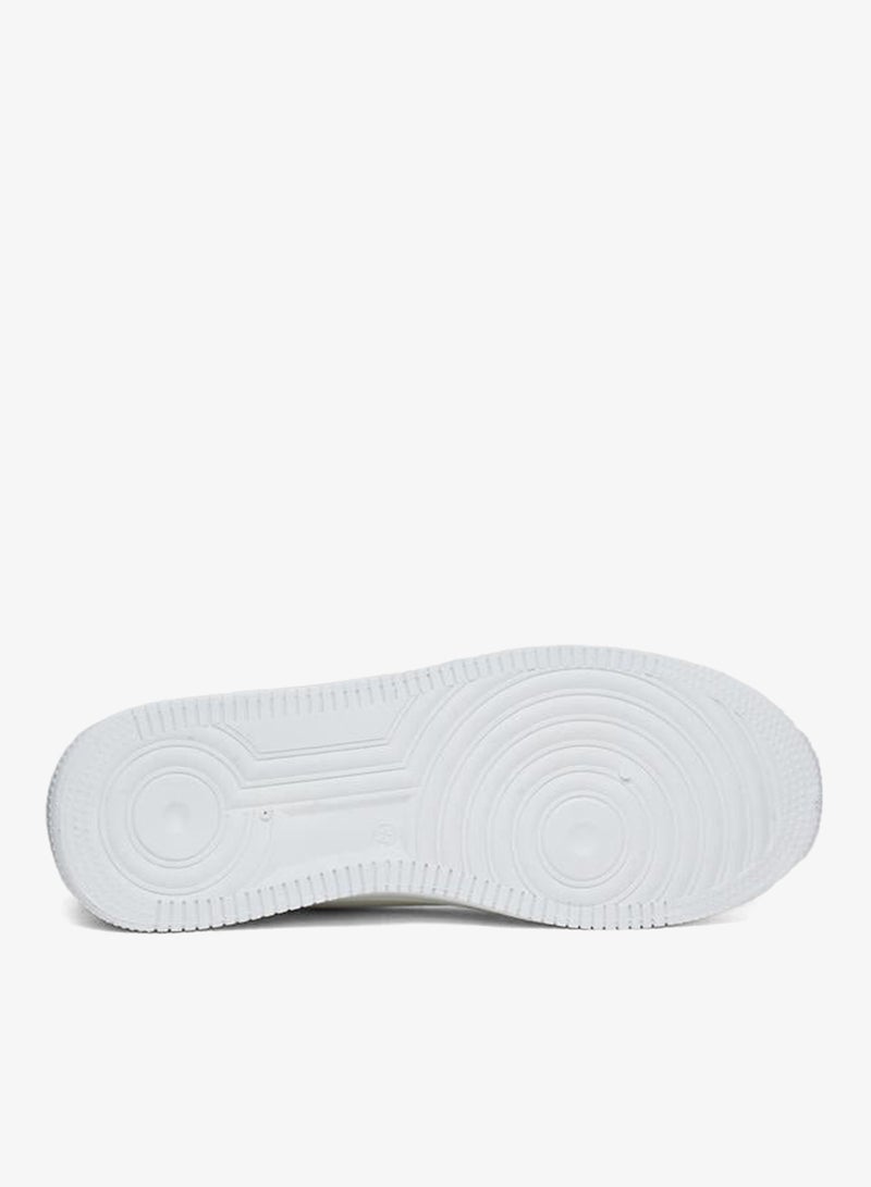 Styli Minimalist White Lace-Up Casual Sneakers - Image 4