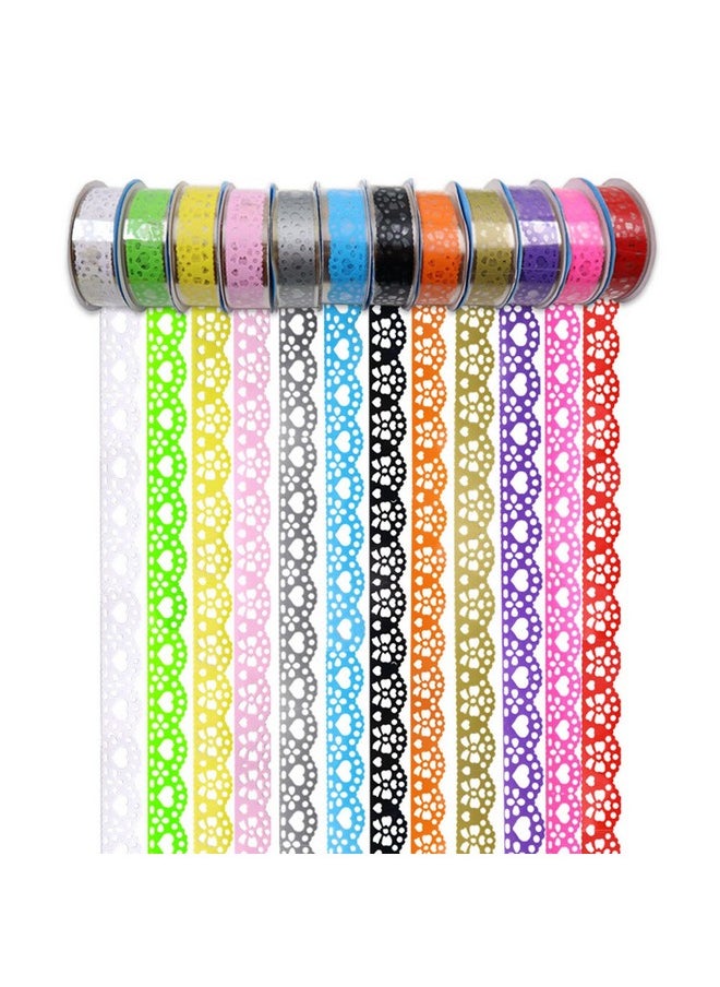 BangBoom 12 Roll Washi Tape Lace Pattern, 16 Mm Wide Decorative Masking Adhesive Tape Set Colorful For Gift Wrapping, Planner Decoration, Scrapbook, Journal, Art Crafts Diy (Colorful)  - Image 1