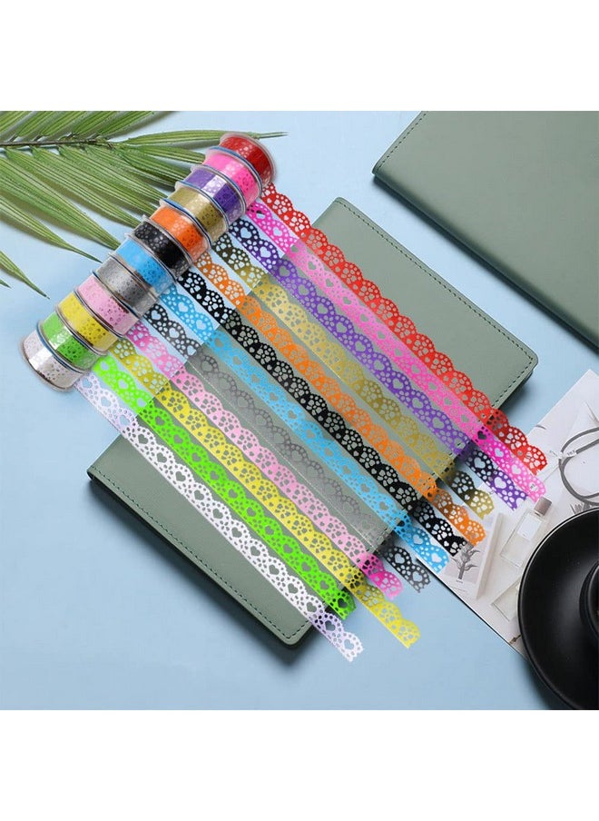 BangBoom 12 Roll Washi Tape Lace Pattern, 16 Mm Wide Decorative Masking Adhesive Tape Set Colorful For Gift Wrapping, Planner Decoration, Scrapbook, Journal, Art Crafts Diy (Colorful)  - Image 3