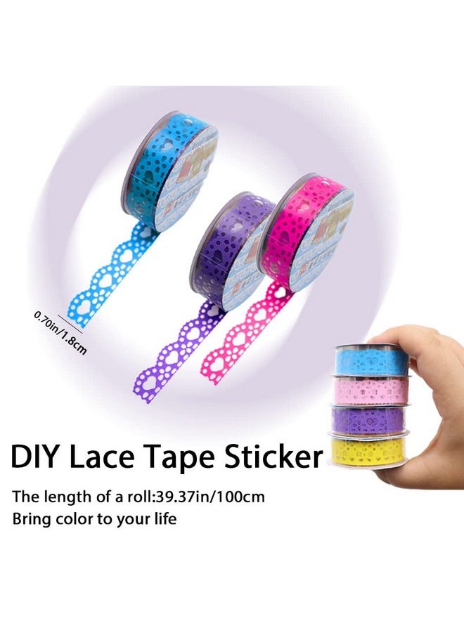 BangBoom 12 Roll Washi Tape Lace Pattern, 16 Mm Wide Decorative Masking Adhesive Tape Set Colorful For Gift Wrapping, Planner Decoration, Scrapbook, Journal, Art Crafts Diy (Colorful)  - Image 2
