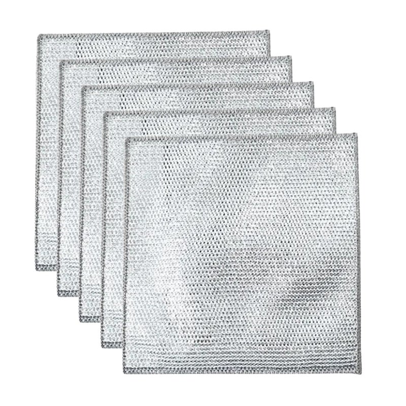 HYGIENZZ HYGIENZZ Multipurpose Wire Dishwashing Rags for Wet and Dry Stainless Steel Scrubber NonScratch Wire Dishcloth for Washing Dishes Sinks Counters Easy Rinsing Machine Washable Pack 5