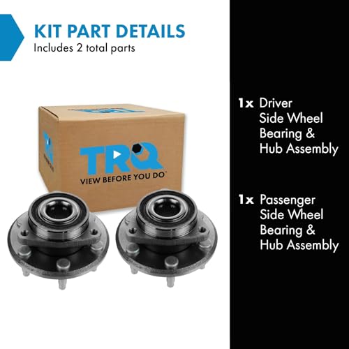 TRQ 2 Piece Front Rear Wheel Bearing & Hub Assembly Set Compatible with 2008-2017 Buick Enclave 2009-2017 Chevrolet Traverse 2007-2016 GMC Acadia 2017 Acadia Limited 2007-2010 Saturn Outlook - Image 2