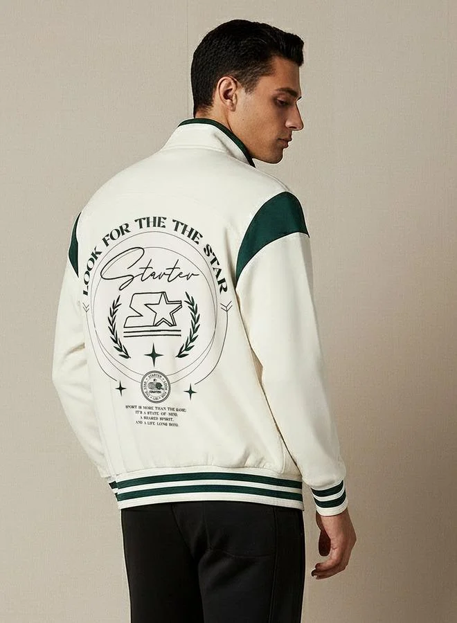 Starter  Starter Men Regular Fit Colourblock Varsity Jacket for Men | Best Price UAE