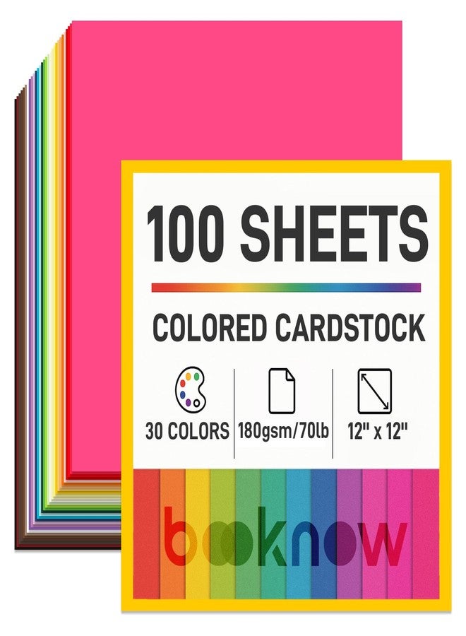 BOOKNOW 100 Sheets Colored Cardstock for Crafts, Cardstock Scrapbook Paper 12inch Square Craft Paper for Scrapbooking DIY Project Crafting Supplies - Image 1