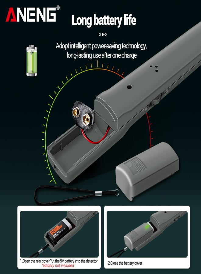 ANENG Handheld Metal Detector Portable Electronic Metal Detecting Device Airport Security Metal Detector 180°Foldable Head with Light and Sound Alerts - Image 3