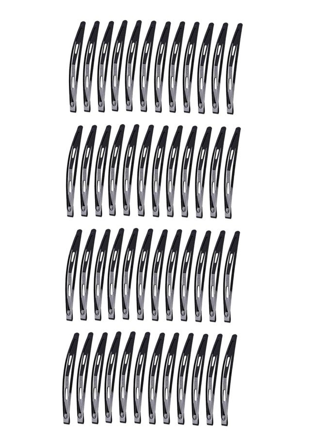 Zhuluck 48Pcs Large Metal Snap Hair Clips for Women - 2.16 Inch Black No-slip Clips for Long Hair, Makeup Styling - Image 1