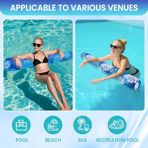 Brmoka 2 Pack Inflatable Swimming Pool Noodles Jumbo Quick Drying Soft Fabric Covered Pool Noodle Jumbo with Portable Storage Bag Premium Buoyancy for Summer Swim Pools Party - Image 3